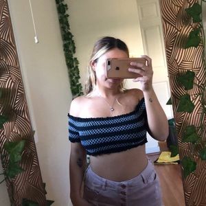 Black, off the shoulder bandeau top